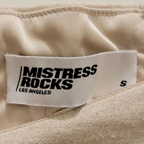 Mistress Rocks Beige Linen Asymmetric Mini Skirt Minimalist Coastal Boho Western - Picture 6 of 8